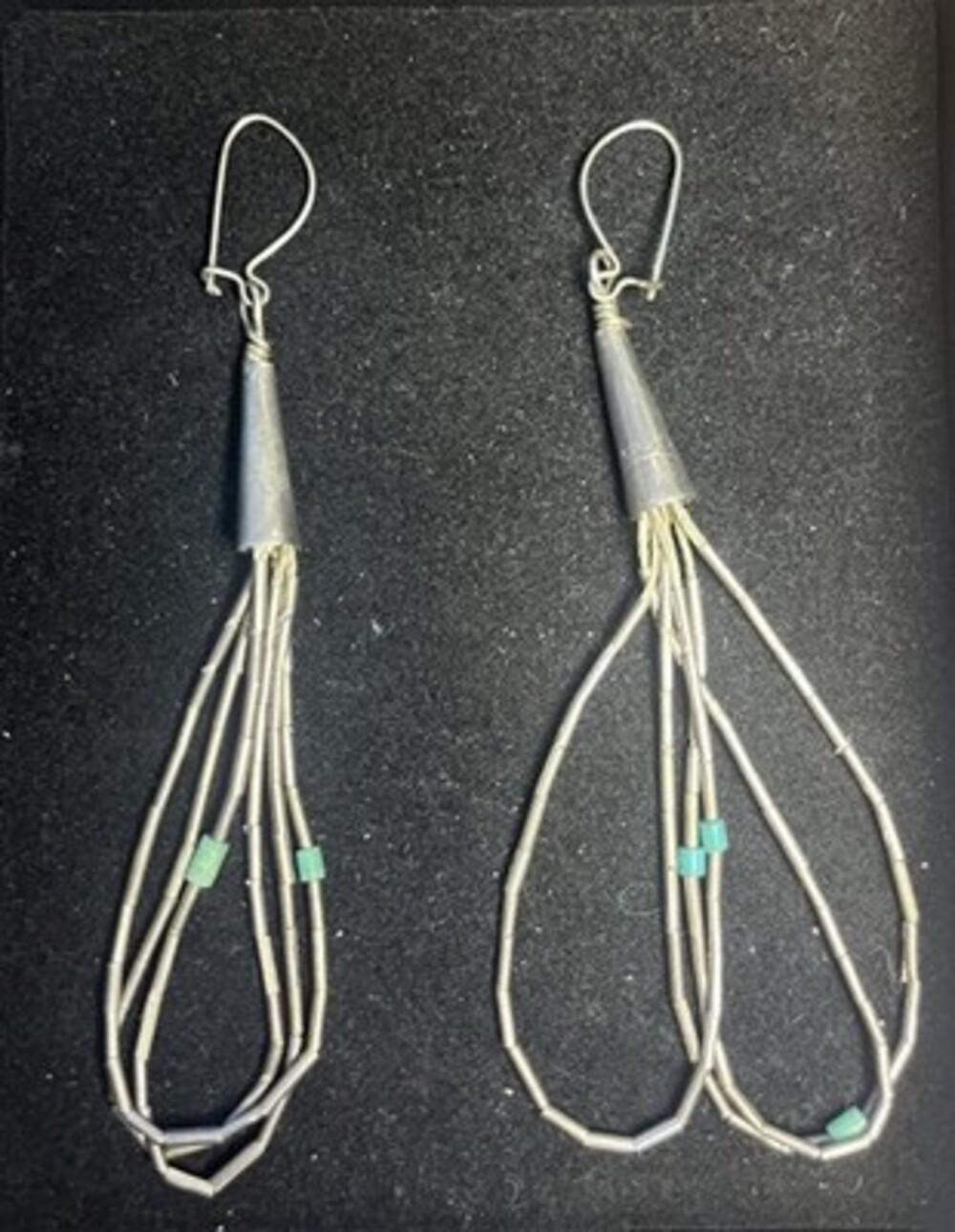 Vtg Sterling Silver Liquid Silver Fringe Dangle Earrings Southwestern Boho